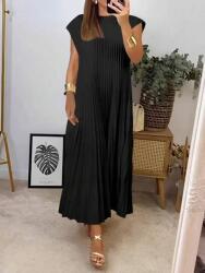 Shein Ruha Elegáns Fodros Fekete Rövid Ujjú Maxi M 1DK