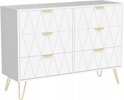 Balconera Uev Komód fehér 6 fiókkal, 100 x 34 x 73 cm, fehér (FTOFWF-0152-E-AL)