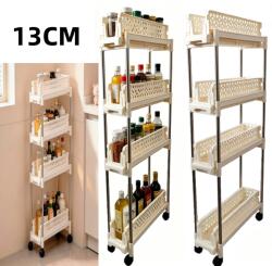  13CM Mobil Polc Fürdőszobába Konyhába Kocsi Polc Fehér Vékony (ZWJHGJKKLL)