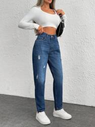 Shein Kék Mom Jeans Magas Derekú Farmernadrág 38 1MA Kopásállósággal