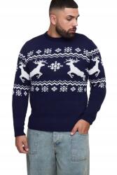 Boohooman Sötétkék Férfi Pulóver Norvég Plus Size Mintával 4XL Z3A (CMM20185-148-1150)