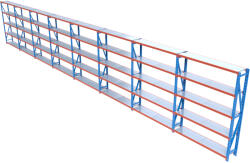 HD Regal FLEX300-Z1605 Salgó polcrendszer KOMPLETT 16 m (250 x 40 cm / 5 polc) - hdregal