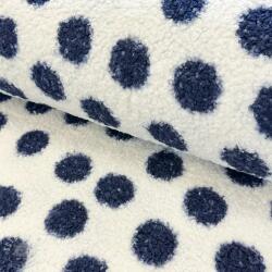  Kabát anyag TEDDY Big dots dark blue