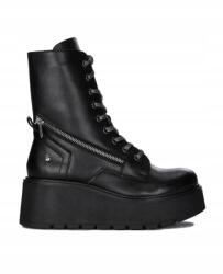 Maciejka 06676-01 Fekete Bőr Bokacsizma MÉRET38 Platformon