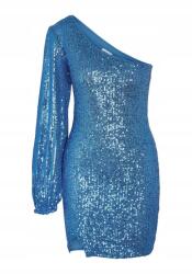 Noisy May Kék Flitteres Ruha Egyvállú Hosszú Ujjú M 5IA (27028460/Dark Blue)