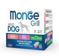 Monge Grill Adult Dog 12x100g alutasakok felnőtt kutyáknak lazac/sertés/bárány zöldséggel