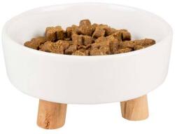 DUVOPLUS DINNER TIME Fehér kerámia tál fa lábakkal 700ml 15x4x15, 4x9, 4cm