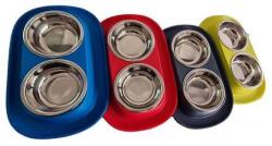 COBBY'S PET Soft Touch INOX Double 31x20x3, 5cm táltartó gumiból dupla fém tállal 0, 46l