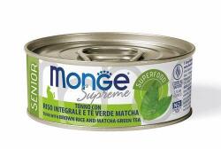 Monge Supreme Senior 80g tonhaldarabok barna rizzsel és matcha zöld teával idős macskáknak