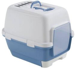 Stefanplast Cathy Clever & Smart 58x45x48 cm kék/fehér fedett macsak wc kihúzfató aljjal macskaalomra