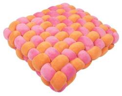 COOCKOO Velvet Vibe Puha fonott párna macskáknak 40x40x9, 5cm narancs/rózsaszín