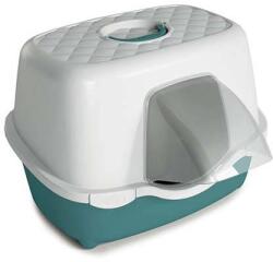 Stefanplast Chic Outdoor 56x54, 5x39cm kültéri fedett macska WC kis tetővel a víz elvezetésért fehér/sötét zöld