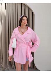  Hosszú Rózsaszín Ing Megkötővel Oversize 5IA