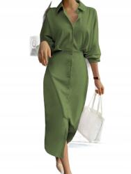 Shein Zöld Ruha Hosszú Ujjú Ing Vádliközépig L 1LA (sz2412309204854995-L)