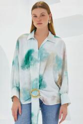  Női Ing Csíkos Mintás Tie Dye Hosszú Ujjú 38 5GA (907BGD19/YEŞIL)