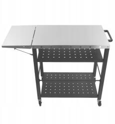 Összecsukható oldalsó grill kocsi asztal, kerekes főzési előkészítő asztal kültéri grillezéshez (7016155)