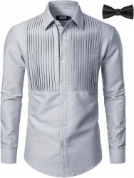  Férfi hosszú ujjú ing Elegáns gombos szürke XL (B0D29BFTMP)