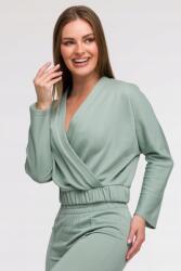 BeWear Sima Női Pamut Melegítőfelső Borítékos Nyakkivágással Zöld 40 L (B292 MIĘTA L)