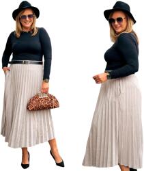 Cavaricci Pliszírozott szoknya Plus Size Velúr Hosszú Elegáns Fango (Spódnica zamszowa fango)