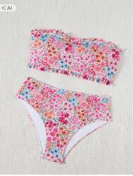 Shein Színes Virágmintás Bikini Plus Size Smockinggal 46 1