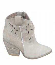 Carinii B9483-O17 Bézs Bőr Cowboy Csizma Blokklábbal MÉRET39