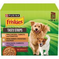 Friskies Ízletes csíkok kutyá. , tasakokban csirk. , pulyk. , kacsá. , lében 24x85g