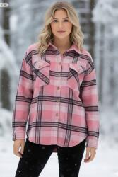  Női Ing Rózsaszín Kockás Puha Oversize S 5IA
