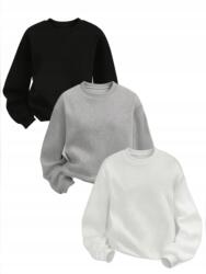Shein Sima Hosszú Ujjú Pulóver Kerek Nyakkivágással 3-PACK L 1MA
