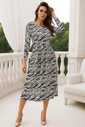  Elegáns Ruha MIDI Zebra Mintás Hosszú Ujjú M 5IA (RWDRS1/Renkli)