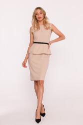 Stylove Elegáns Ruha , Peplum Bézs Színű Ceruzaruha 38 M (S427 BEŻ M)