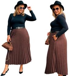 Cavaricci Pliszírozott szoknya Plus Size Velúr Hosszú Elegáns Csokoládé (Spódnica zamszowa czekolada)