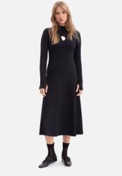 BeWear Elegáns Női Ruha Bordázott Kötött Anyagból Fekete 38 M (B299 CZARNY M)