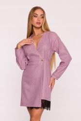 MOE Elegáns Női Ruha Mini Tweed Csipkével Rózsaszín 36 S (M871 MARSALA S)