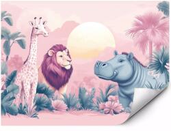 MPINK Öntapadós fotótapéta Rózsaszín szafari állatokkal 200x140 cm (MP-FTAP_5_EST_2X1,4M-0098)
