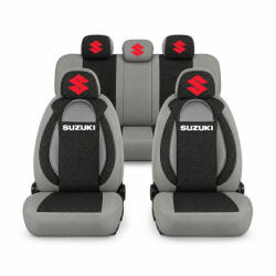 AutoHelix MSA Set Huse Scaune Universale Racing, Gri 17 Negru Personalizate cu Suzuki (RacGN17)