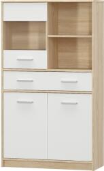 Mobikon Vitrina mdf alb natur stejar sonoma Teyo 83.4x34.3x144.7 cm (15814) Vitrina