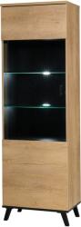 Mobikon Vitrina mdf stejar lefkas negru Siran 61x40x191 cm (16793) Vitrina