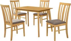 Mobikon Set masa, 4 scaune lemn cauciuc mdf stejar sonoma textil maro Rois 110x70x75, 2 cm, 43x52x94 cm (74659)