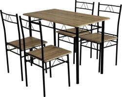 Mobikon Set masa, 4 scaune mdf stejar, metal negru Paon 110x60x74 cm, 40x40x86 cm (74621)