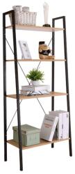 Mobikon Raft 4 polite din mdf stejar si metal negru Thea 60x35x149 cm (17449) Raft