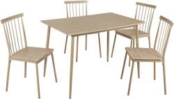 Mobikon Set masa, 4 scaune mdf metal natur Sendo 110x70x75, 5 cm, 42, 5x46x85 cm (74655)