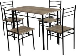Mobikon Set masa, 4 scaune mdf stejar sonoma, metal negru Mako 110x60x74 cm, 40x40x86 cm (74620)