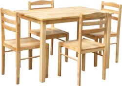 Mobikon Set masa, 4 scaune lemn masiv natur Loak 110x70, 3x76 cm, 40, 5x45, 5x84, 6 cm (74628)