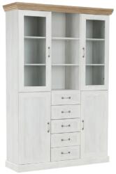 Mobikon Vitrina pal alb pin nordic maro stejar salbatic Royal 127x39x187 cm (13289) Vitrina