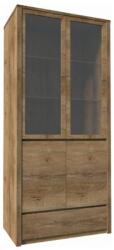 Mobikon Vitrina sticla stejar lefkas inchis Montana 90x43x197 cm (13310) Vitrina