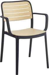 Mobikon Scaun stivuibil, plastic negru/bej, Kardos 56, 5x53x81 cm (66844)