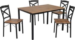Mobikon Set masa, 4 scaune mdf stejar metal negru Haim 120x80x75 cm, 40, 5x52, 5x85 cm (74623)