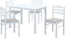 Mobikon Set masa, 4 scaune mdf alb textil gri Somin 110, 5x70, 5x76 cm, 40, 6x45x84, 6 cm (74629)