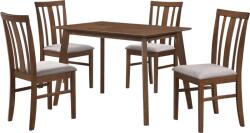 Mobikon Set masa, 4 scaune lemn cauciuc mdf maro textil bej Nois, 110x70x75, 2 cm, 43x52x94 cm (74626)