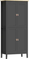 HOMCOM Bufet de bucătărie, mobilier de depozitare înalt cu LED reglabil și senzor de mișcare, 80 x 40 x 176, 5 cm, negru | Aosom Romania (838-553V81BK)